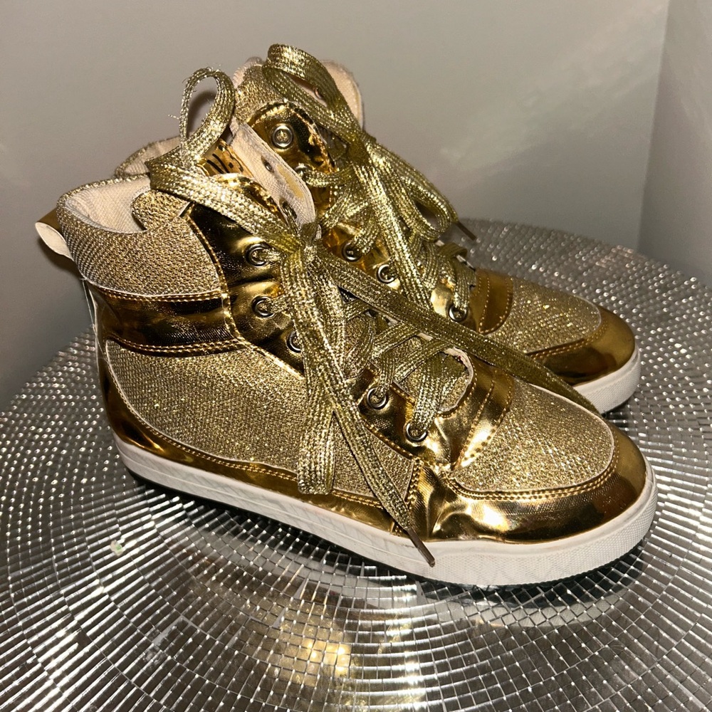 Gold High-Top Womens Sneakers
